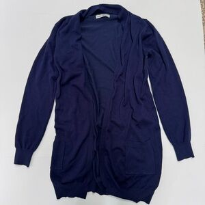 GRACE KARIN Essential Solid Blue Open Front Long Knited Cardigan Sweater Medium